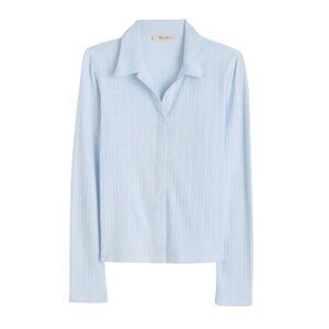 Madewell Pointelle-Knit Cardigan Top~Size XXS~Soft Blue Classic Cotton NWT~L1535